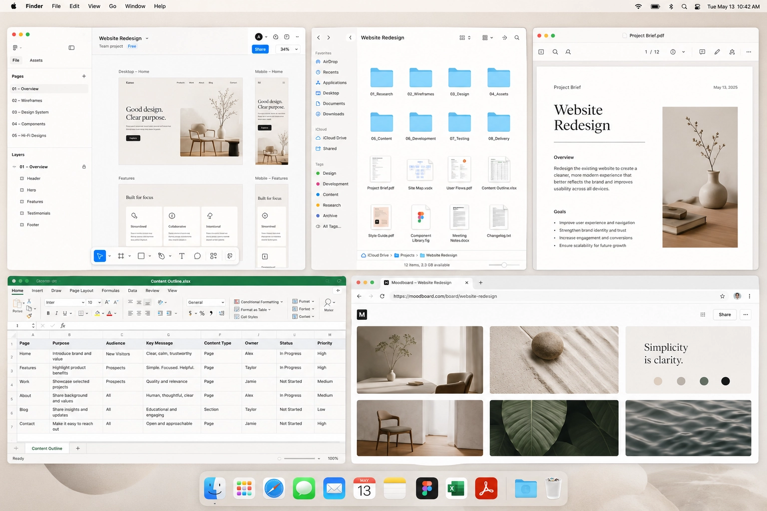 Organized Windows desktop showing related project pieces grouped into one ZenFlow workflow
