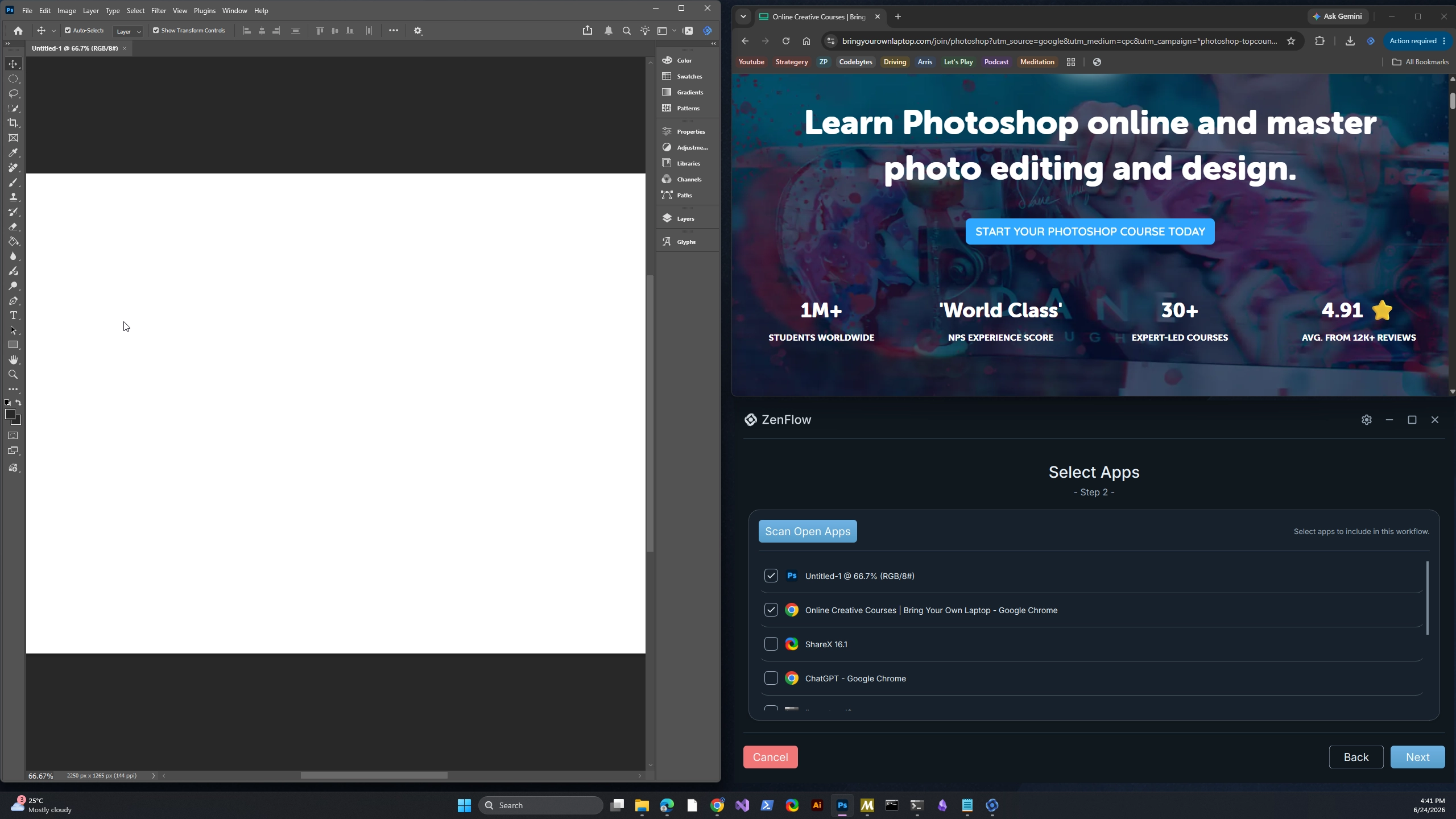 Desktop workspace with open programs, files, folders, and links ready to be captured into a workflow
