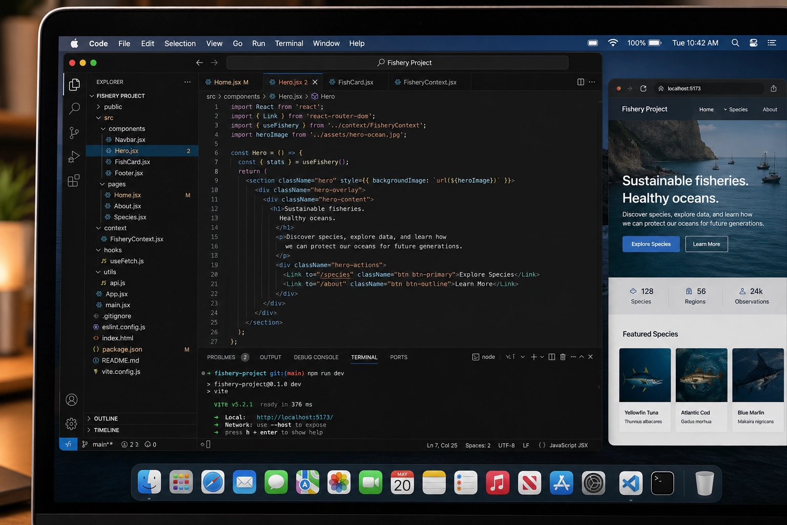 Technical workflow with editor, repo folders, links, documentation, and development tools grouped together